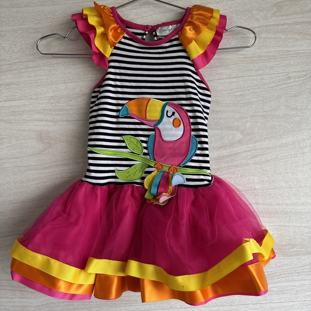 Emily Rose toddler girl's toucan themed sleeveless tutu dress Pink Tutu S 3t
